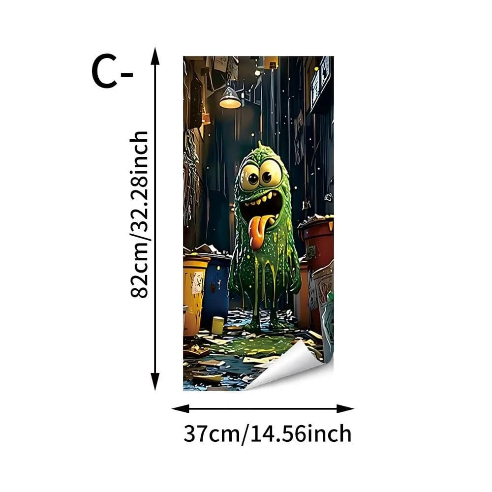 Self Adhesive Halloween Trash Can Decal Sticker Waterproof Vivid Print Bin Decor Sticker Decorative Graphic Sun Resistant