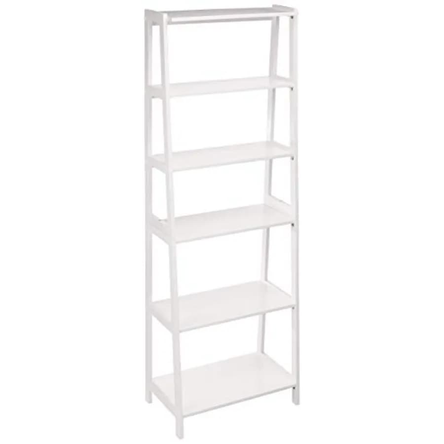 Libreria a 5 Ripiani in Legno di Gomma, Robusta e Autoportante, con Elegante Design a Scaffale Espositivo, Ideale per S