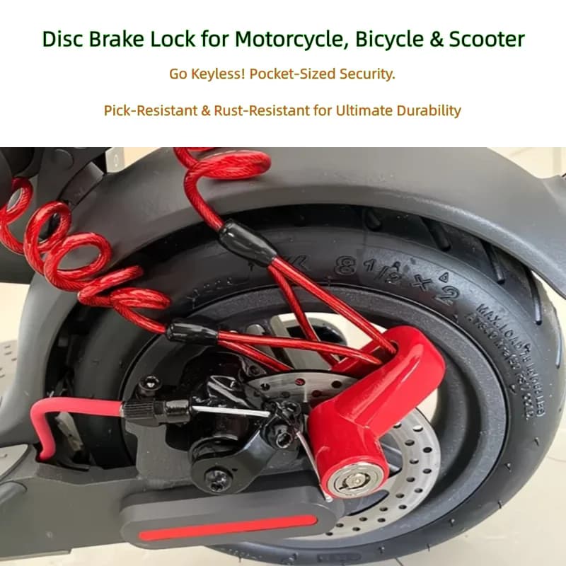 Blocco freno a disco per moto antifurto | Lucchetto per ruote per carichi pesanti per la sicurezza di mountain bike e bici da strada (include 2 chiavi)
