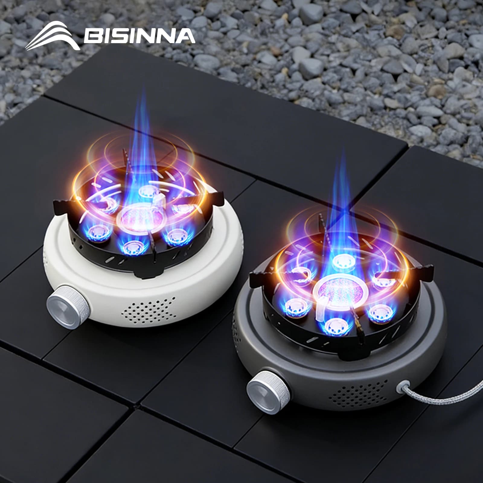 BISINNA Portable Camping Gas Stove 12800W High Power Windproof Split Burner With Adapter for Hiking Picnic BBQ Outdoor Cooking