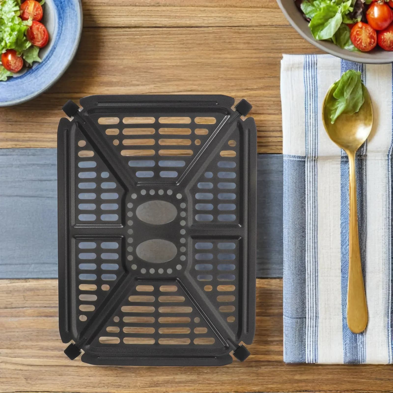 Air Fryer Replacement Crisper Tray Nonstick Grill Pan Bbq Cooking Tray 22x15cm for Fries Pizza Steak Kitchen Accessories