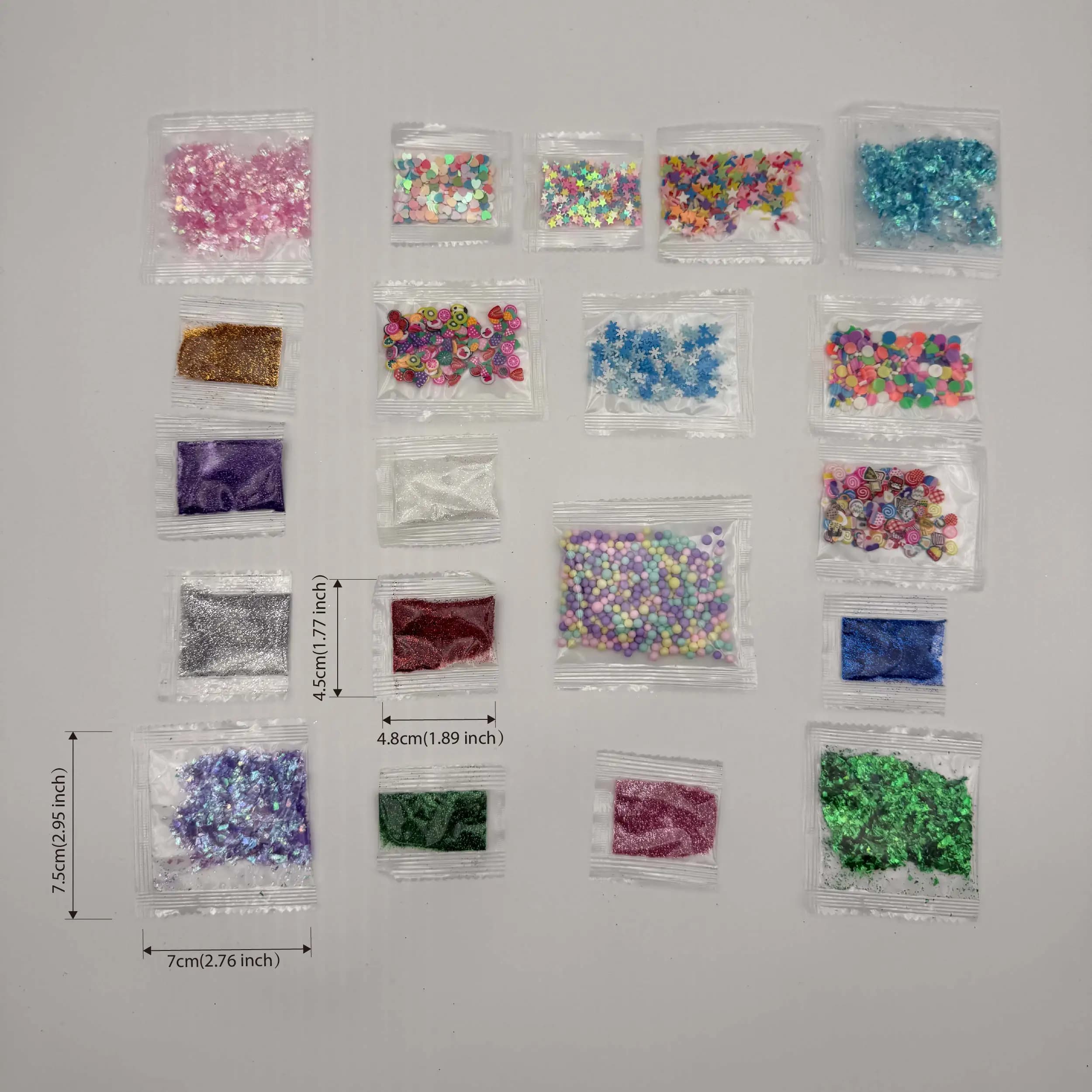 Kit per la creazione di forniture per melma fai-da-te da 20 pezzi (senza melma e colla) - (1 a 3 g/pz), idea di compleanno e decorazioni per cellulare,