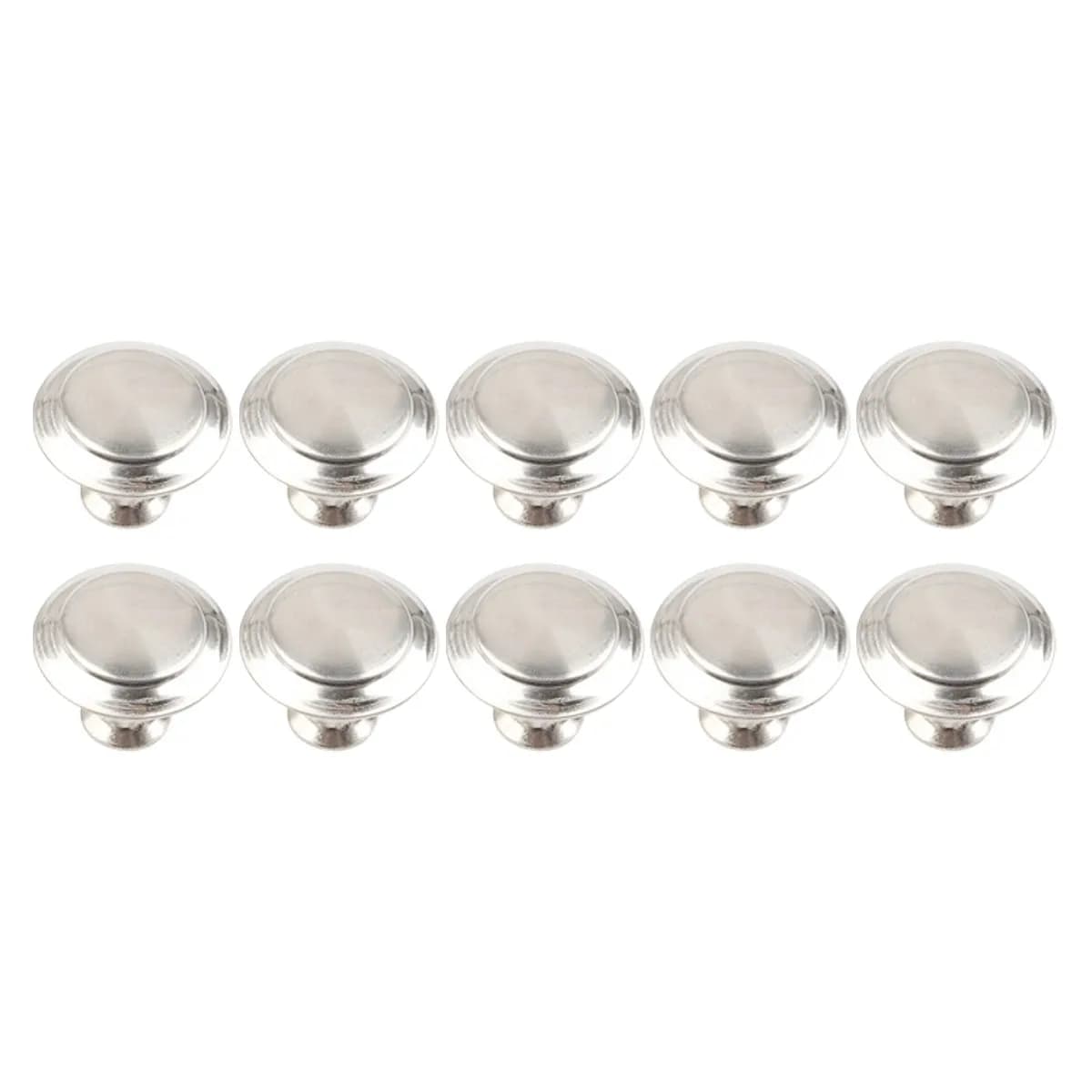Set di 10 Maniglie Rotonde in Acciaio Inox Spazzolato, Design Moderno e Piatto, per Cassetti e Armadi