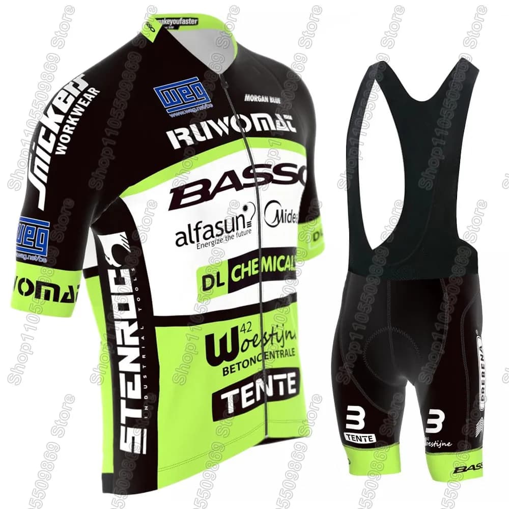 Completo Ciclismo 2026 Basso Team Flanders: Maglia a Maniche Corte e Salopette da Bici da Corsa Uomo - Abbigliamento Ciclismo MTB