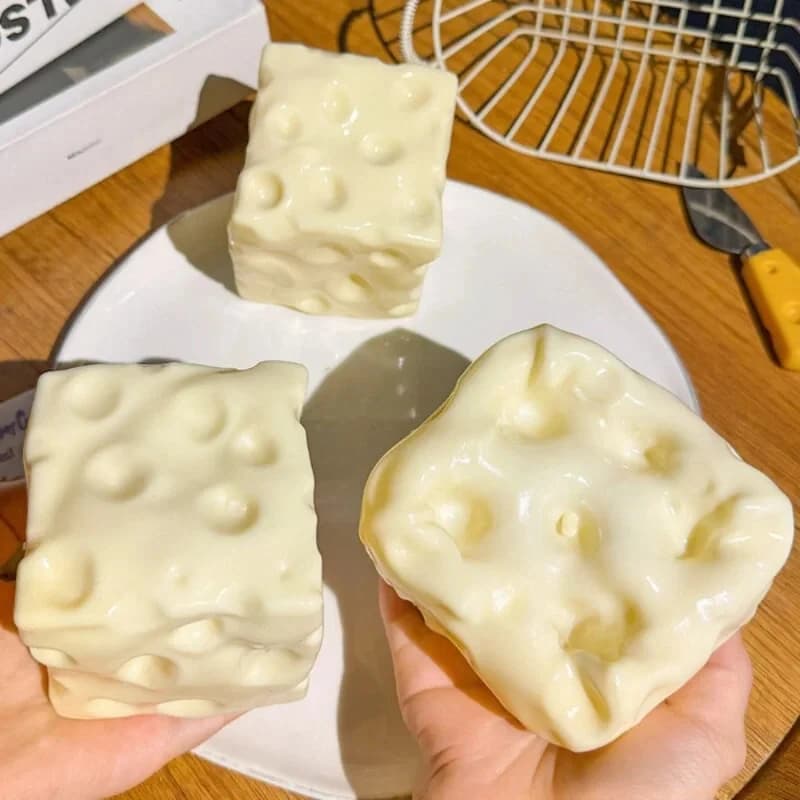 New Squishy Cheese Cube Stress Ball Shapeable Squeeze Ball Non Rebound Sensory Fidget Toys for Kids and Adults Relaxing Gifts