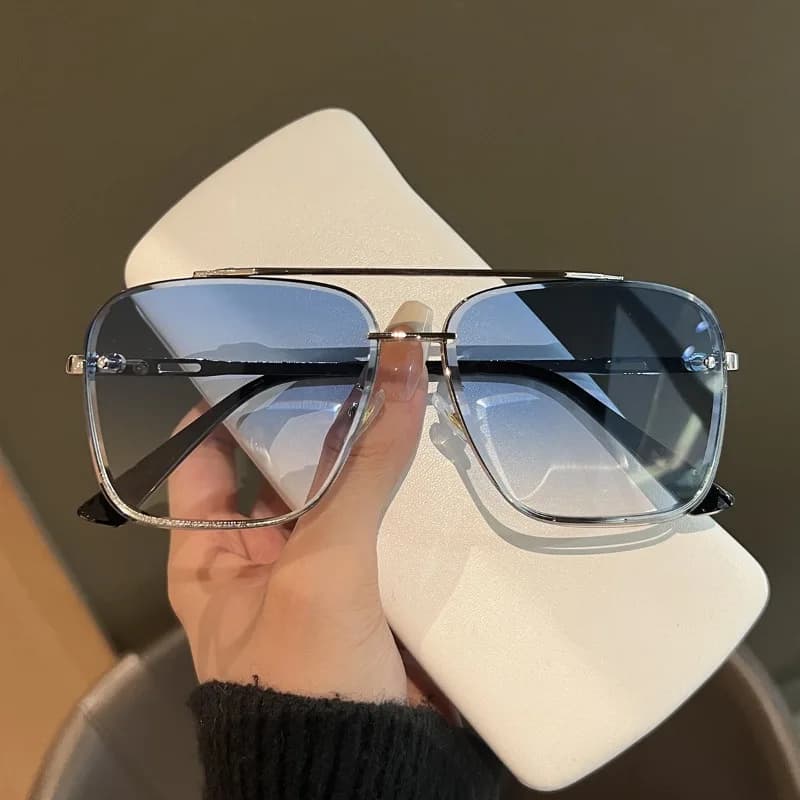 Occhiali da Sole Quadrati alla Moda, Montatura in Metallo per Uomo e Donna, Occhiali da Sole di Lusso Firmati, Occhiali per Guida e Viaggio, Oculos De Sol