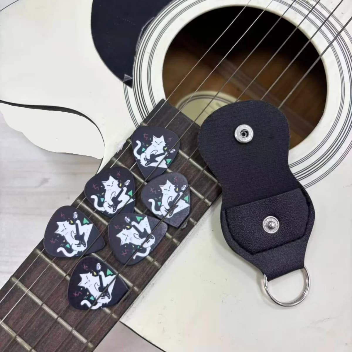 Miwayer 6 pezzi plettri per chitarra acustica stampati su entrambi i lati durevoli accessori per chitarra professionale per basso Ukelele (0,46/0,71/1,0 mm)