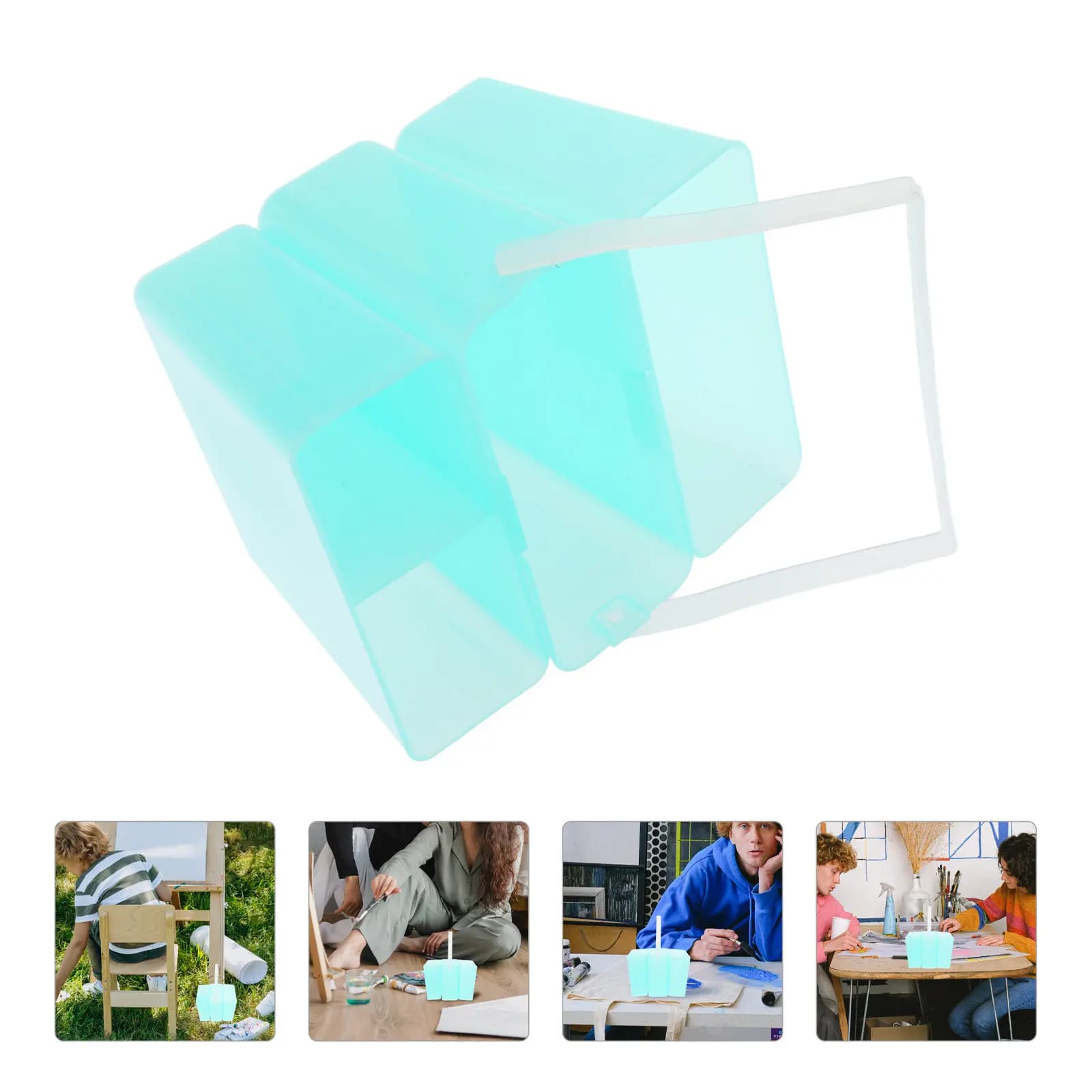 3-in-1 Brush Washing Tool Compact Square Paint Brush Cleaner Bucket with Detachable Components for Watercolor Acrylic Oil