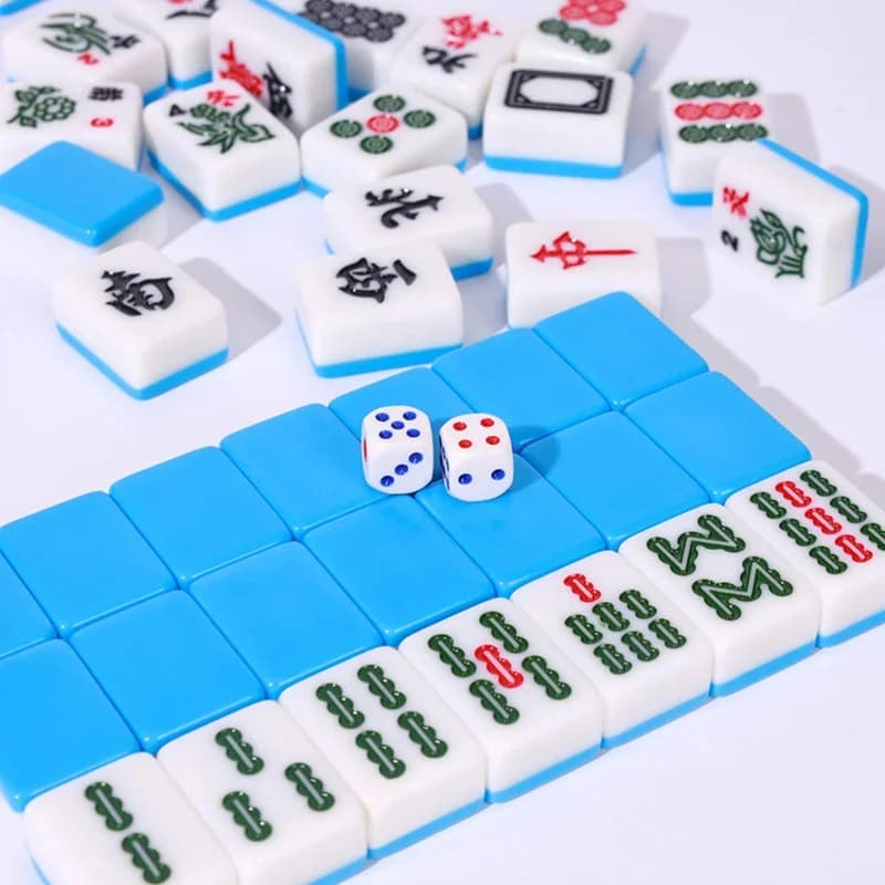 Set da Viaggio Portatile Mini Mahjong 24/26/30mm, 144 Pezzi, Gioco da Tavolo Tradizionale Cinese per Famiglia