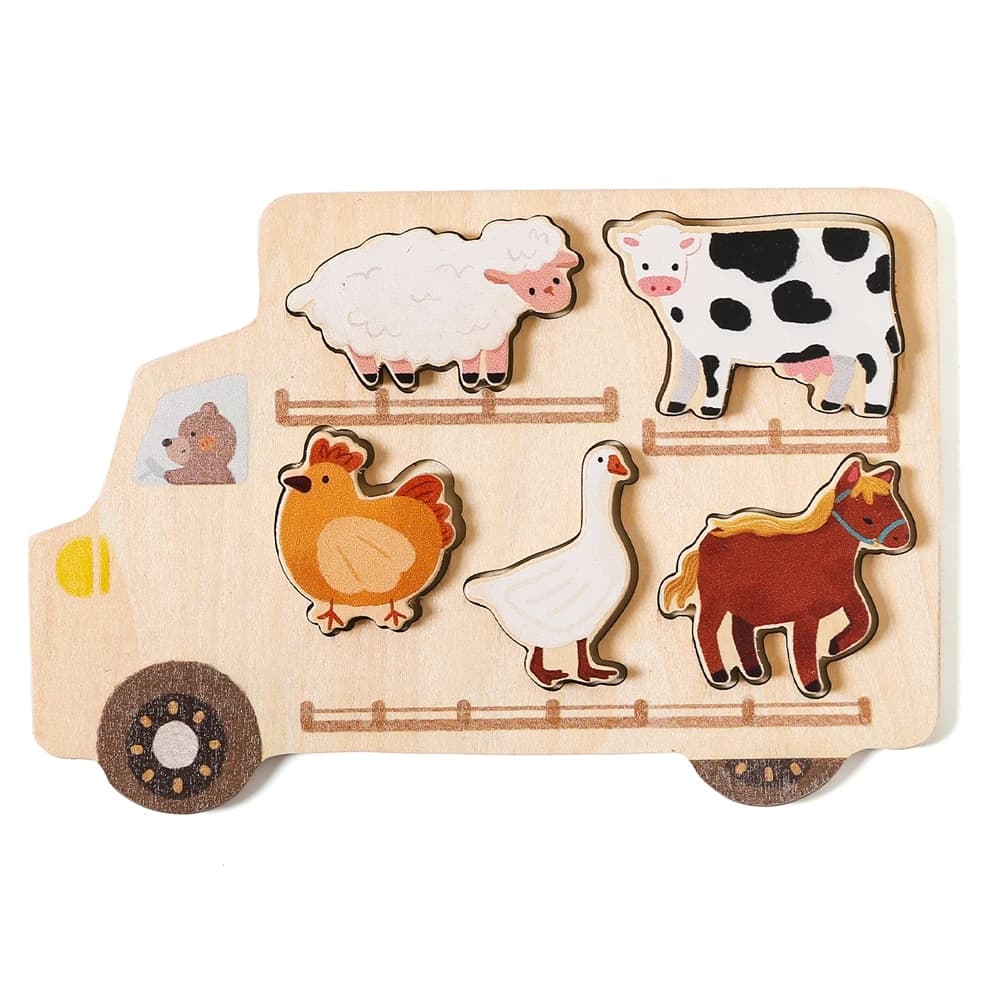Giocattoli per bambini Puzzle in legno Montessori Giocattoli Forma di auto animale Puzzle Board Giochi di abbinamento Apprendimento educativo Geometria Puzzle Toys