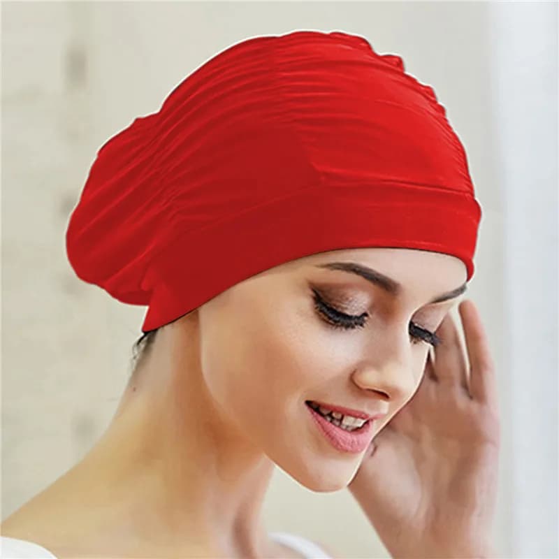 Swimmings Cap Women's High Elastic Flexible Polyester Spandex Protecting Your Ear Hair Swim Pool Adult Hat Swim Headphones