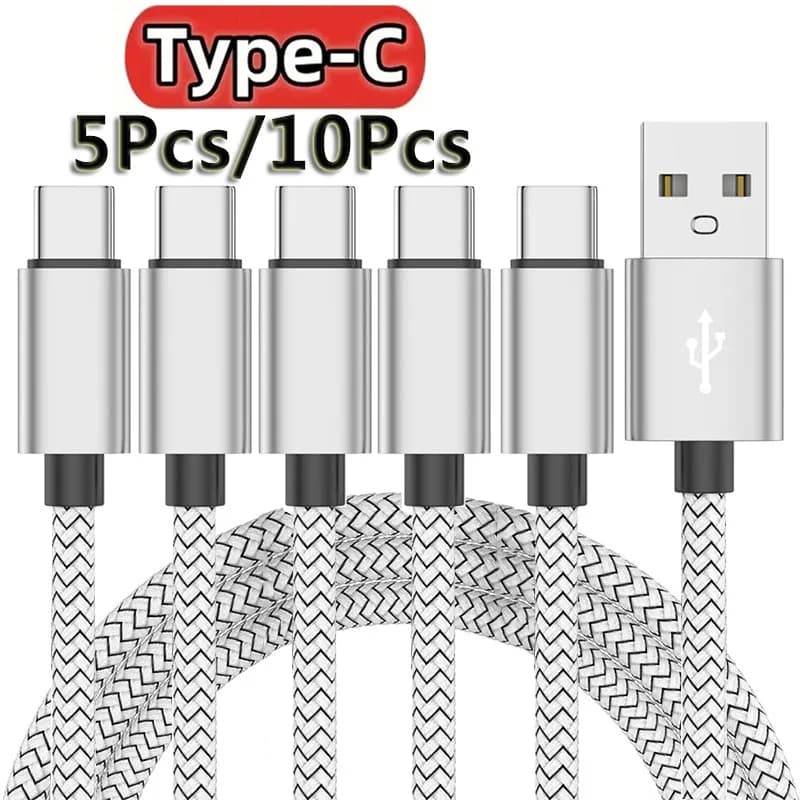 5 pezzi 10 pezzi cavo di ricarica USB A a tipo C caricatore rapido cavo dati intrecciato in nylon per accessori per telefoni Android Samsung Xiaomi