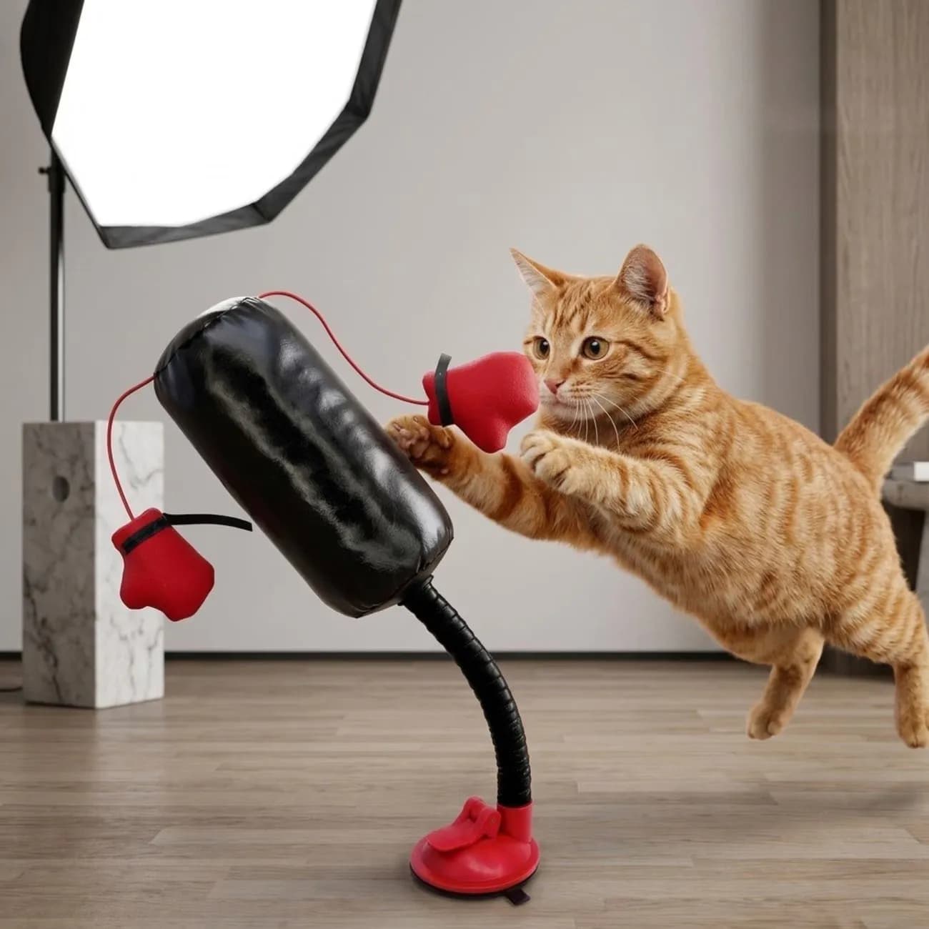 Self-Entertainment Cat Boxing Suction Cup Toy Cat Interaction Punching Bag Kitten Boredom Relief Gadget Pet Fun Interactive Item