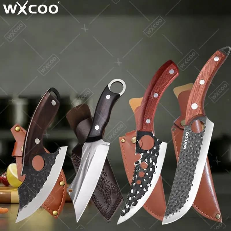 Coltello da Macellaio WXCOO a Lama Intera, Forgiato a Mano, per Barbecue e Cucina, Accessorio da Chef