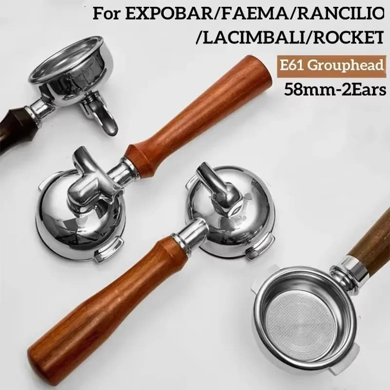 E61 Group head 58mm portafiltro per Expobar FAEMA RANCILIO LACIMBALI Coffee Machine beccuccio Portafilter senza fondo caffettiera