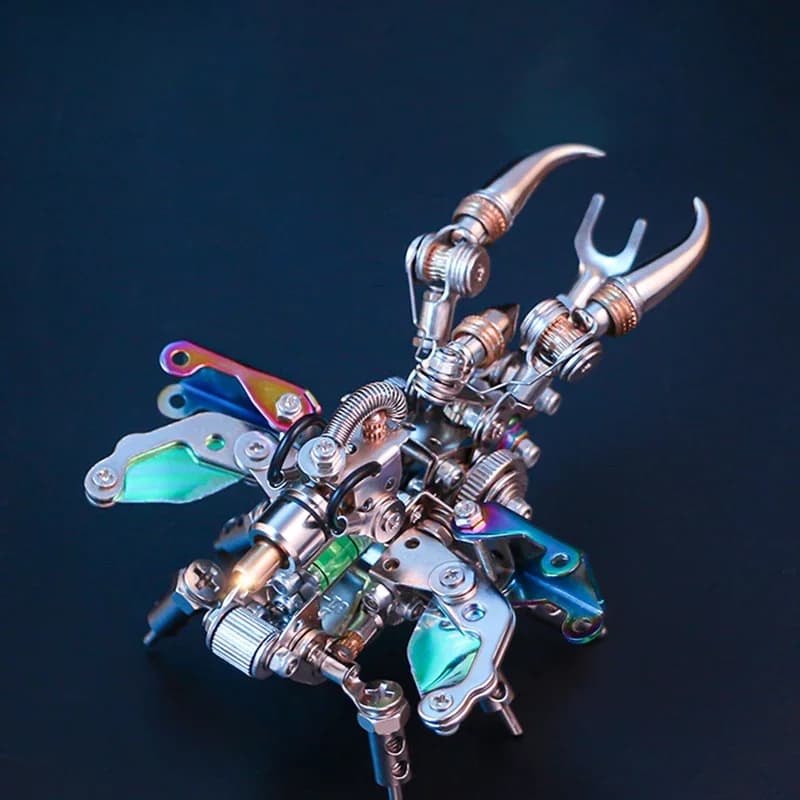 Armatura di conchiglie d'argento Puzzle in metallo 3D Beetle in lega fai-da-te fatto a mano assemblare kit modello per rompicapo per adulti