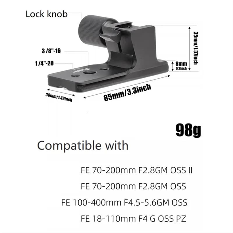 Replacement bracket for Jlwin lens for Sony EF70-200Mm/EF100-400Mm/18-110Mm Replacement support for multifunction tripod