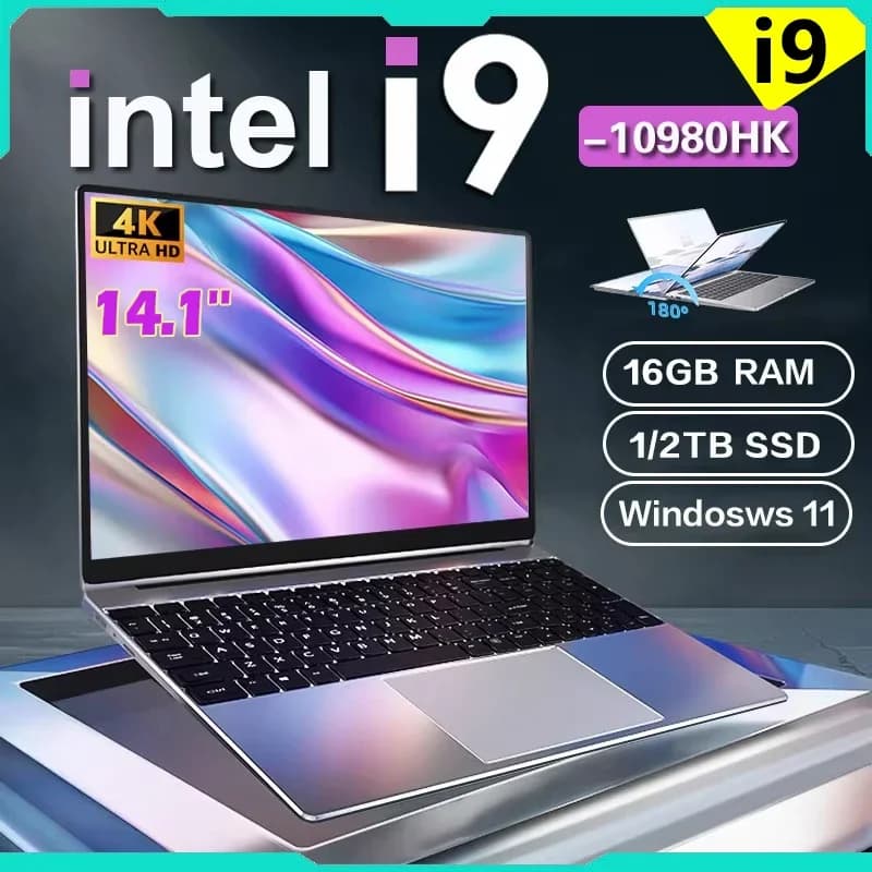 14.1" intel Core i9-10980HK laptop 16GB RAM 1/2TB SSD Portable laptops Windows 11 Pro Office Gaming Notebook computer