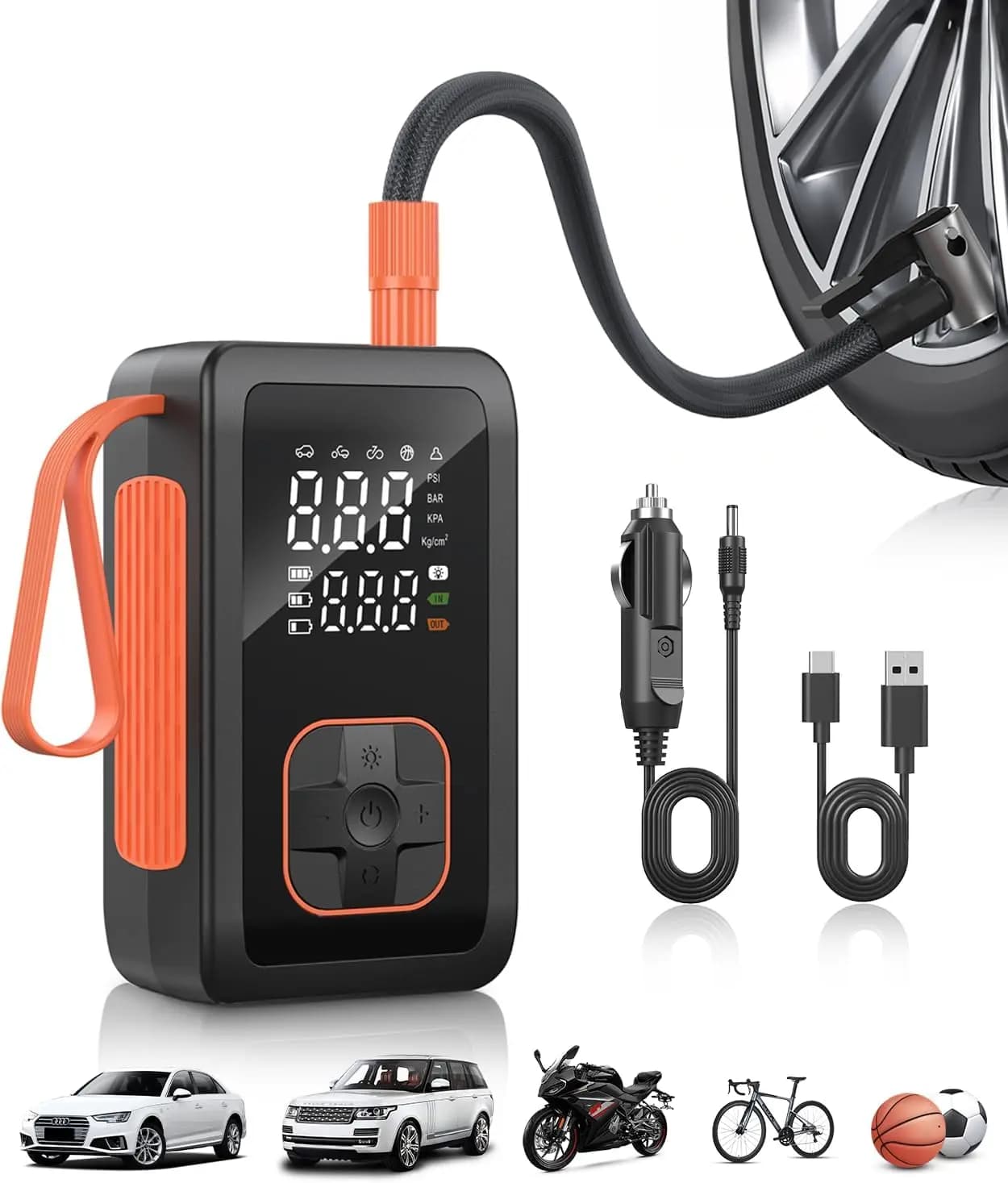 Compressore d'Aria Portatile per Pneumatici, 150PSI e 3 Volte Più Veloce, Pompa d'Aria Senza Fili con Manometro Digitale, Gonfiatore per Pneumatici