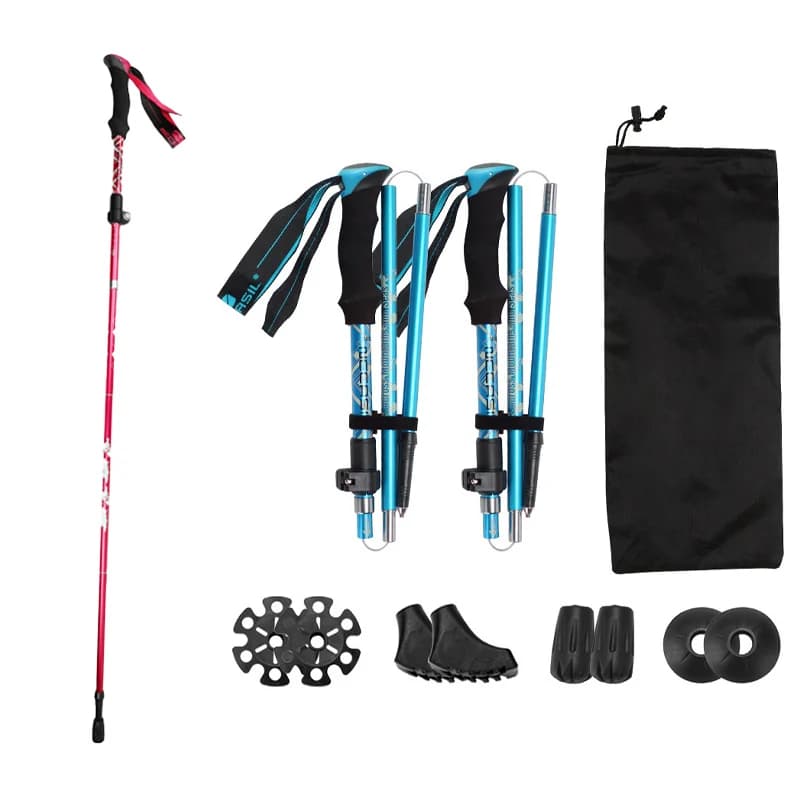 2 Pezzi Bastoncini da Trekking Ultraleggeri, Bastoni da Escursionismo Pieghevoli in Alluminio, Bastoncini per Nordic Walking