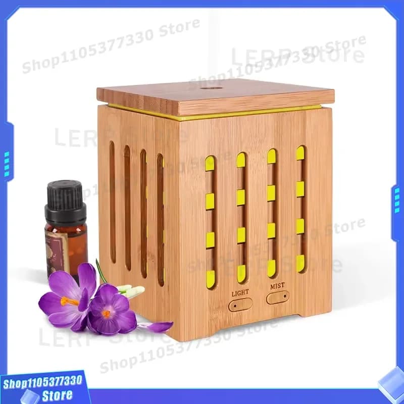 200ml Ultrasonic Aromatherapy Diffuser Wood Grain Electric Humidifier Intelligent Essential Oil Mist Maker for Home Office