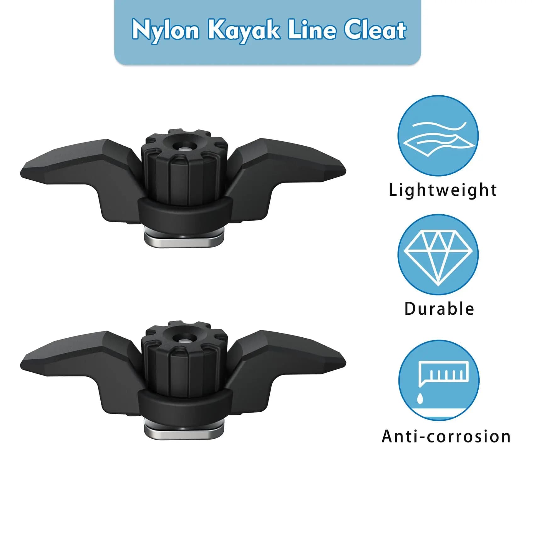 Kayak Anchor Cleat Track Mount, Low Profile, Polymer Kayak Track Adapter, Compatible with Standard Kayak Gear Tracks