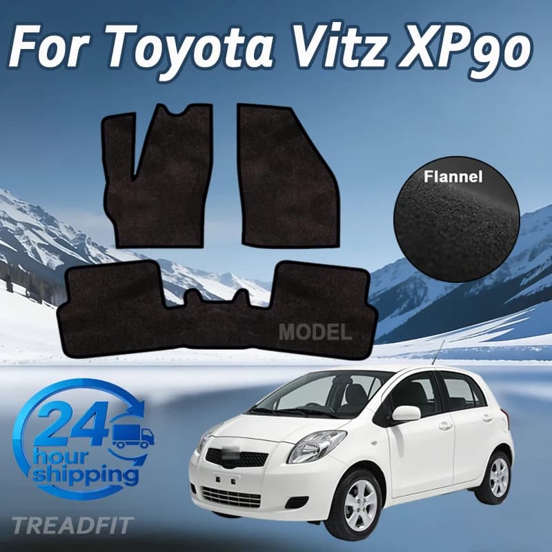 Flannel For Toyota Vitz XP90 Yaris MK2 2006~2011 Car Floor Mats Rug Footpads Anti-slip Carpet Cover Pad Foot Pads Accessories