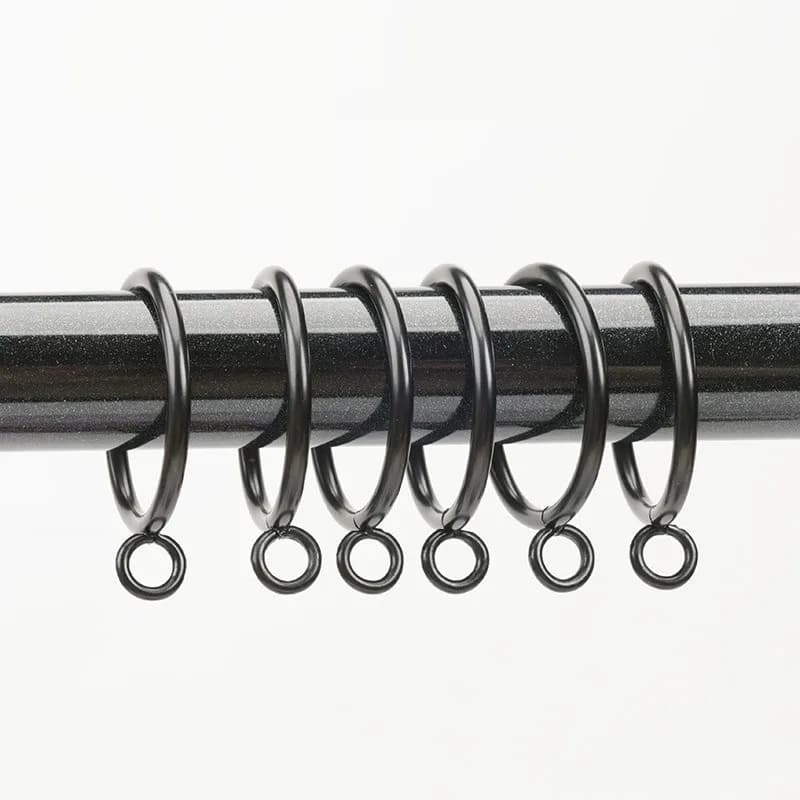 33 pcs 45mm Metal Window Curtain Rings, Bathroom Shower Panel, Easy Install Simple Hang, Black Iron Material