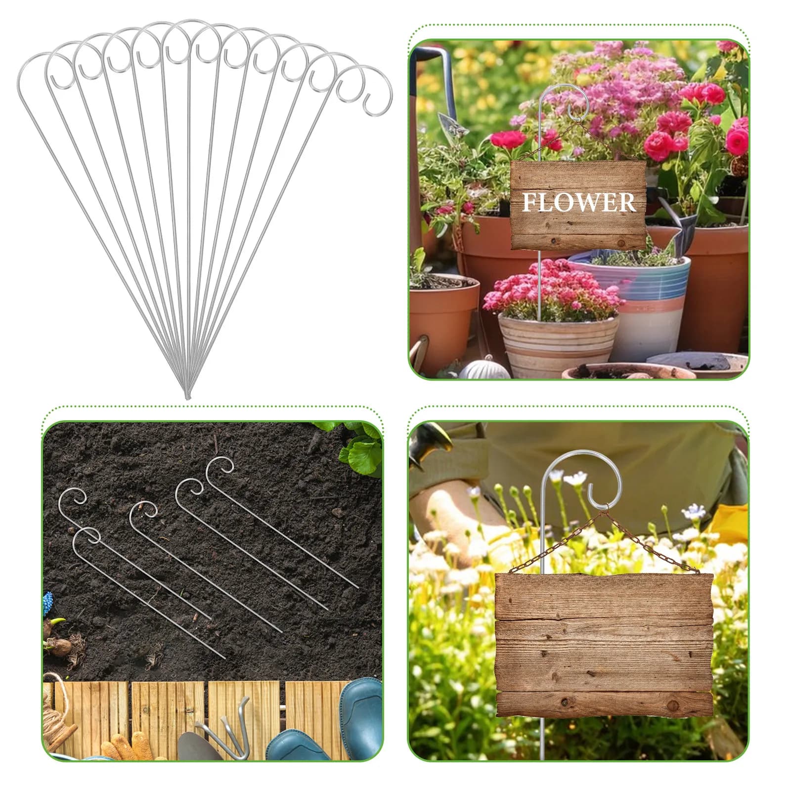 30 Pezzi Ganci per Etichette Piante, Ganci da Giardino, Pali Segnaposto, Supporti per Cartelli da Giardino per Esterni