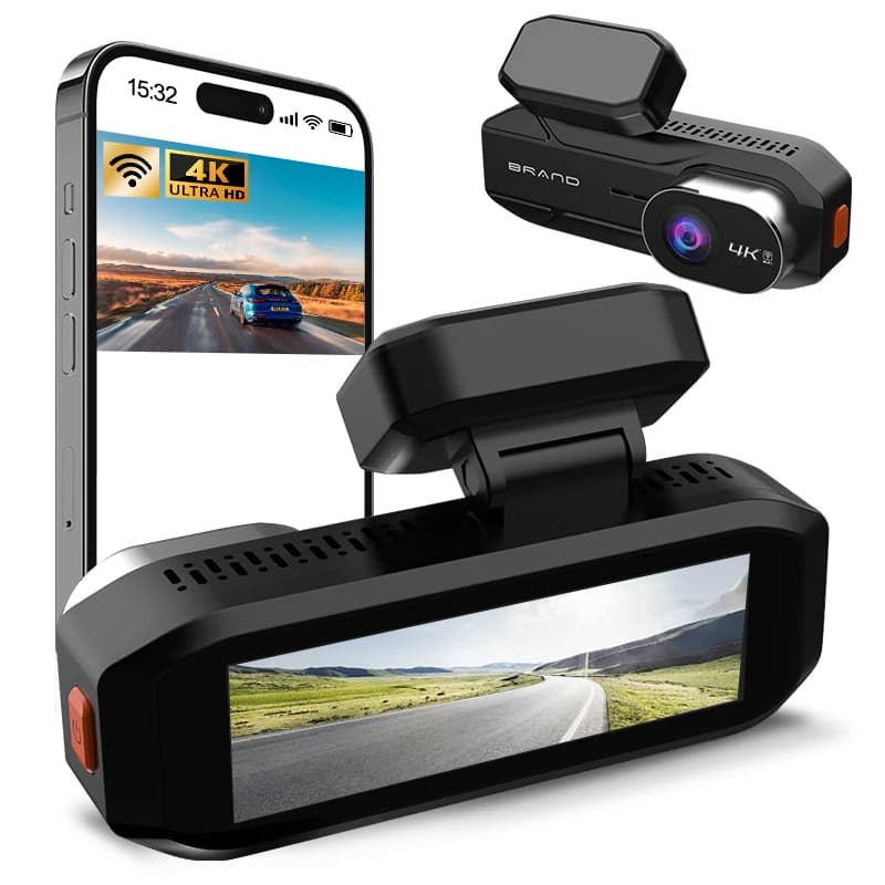 Dash Cam UHD 2K da 3 Pollici con WiFi e GPS, Videocamera Anteriore 2K e Posteriore 1080P, Registratore DVR con Visione Notturna, Telecamera per Auto, Scatola Nera