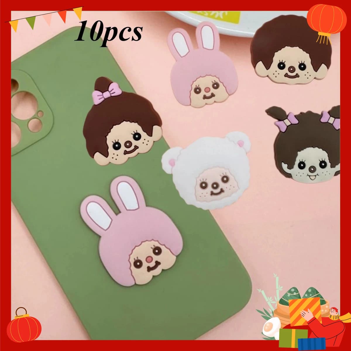 10 Pezzi Kawaii Anime Monchi Chi Chi in PVC Morbido, Accessori Fai-da-te per Croc Jibbitz, Custodie per Telefono, Magneti da Frigorifero e Fermagli per Capelli