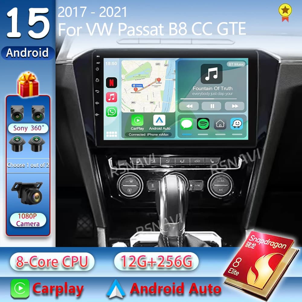 Android 15 Per Volkswagen VW Passat B8 CC GTE 2017-2021 2K QLED Android Auto Radio Lettore Video Multimediale GPS Stereo CarPlay