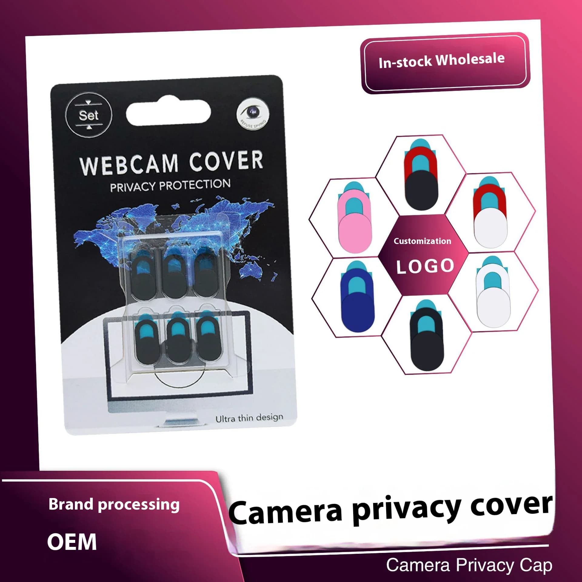 Plastic camera cover with magnetic cursor for privacy shutter for iPad Web laptop camera for PC lens for mobile phone privacy sticker