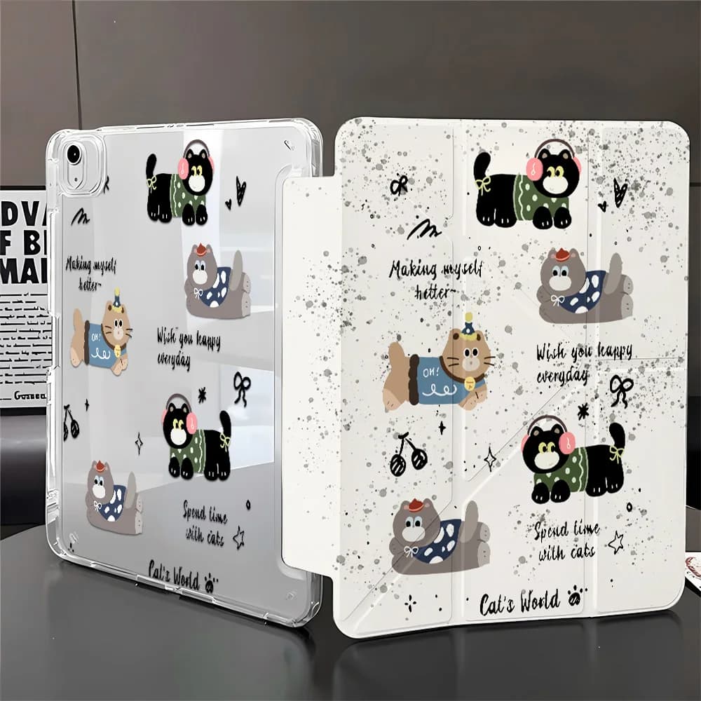 New Y-Fold Edge Case for iPad Pro 11 (2021/2022) Mini 6 8.3" High Clarity Holder Splatter Spot Pattern Protective Cover