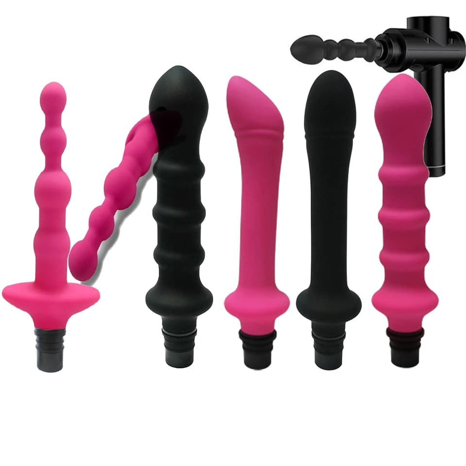 Masturbator Fascia Gun Adapter Attachements Massage Silicone Head Dildo Sex Toys For Women Vibrator Penis