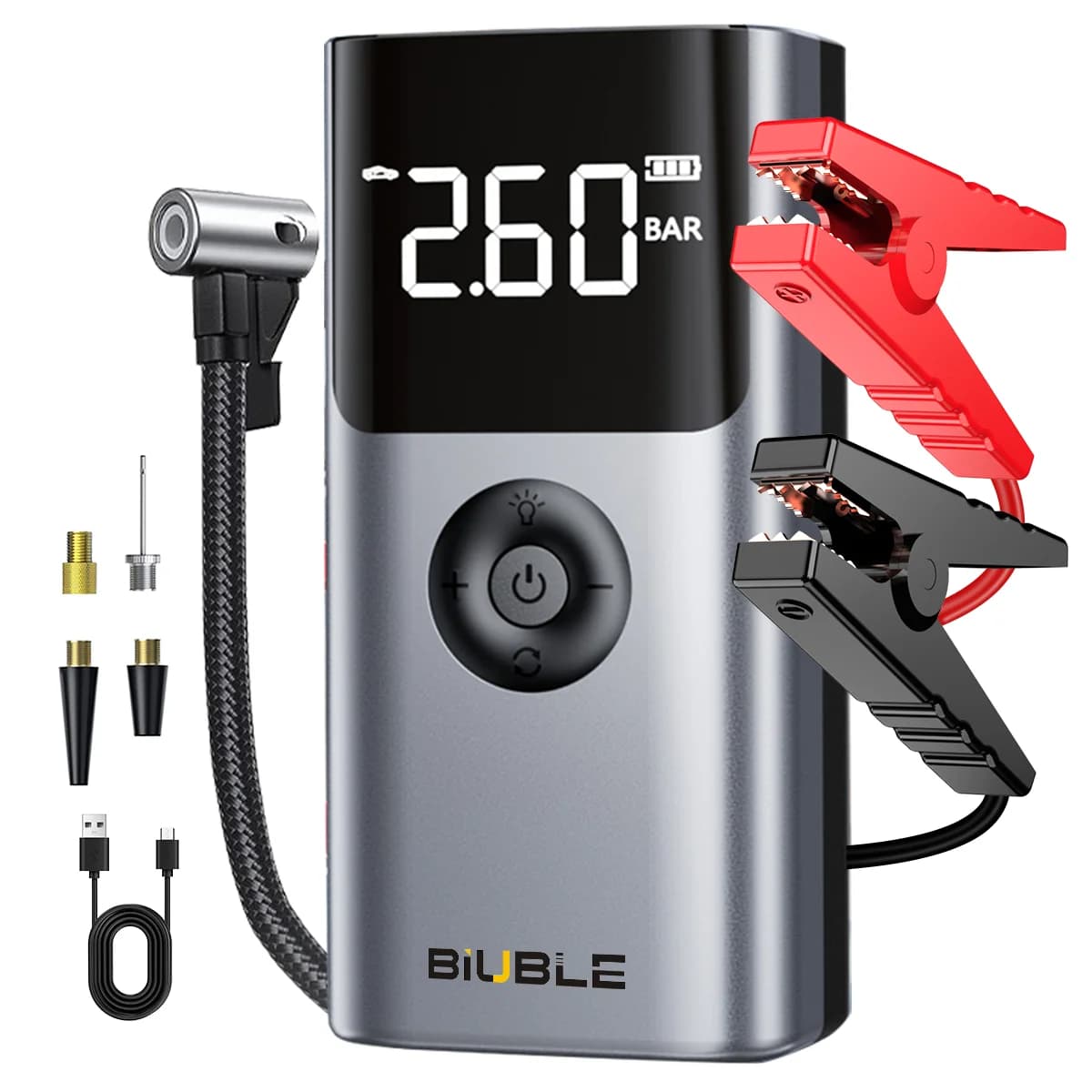 Avviatore di emergenza per auto 4 in 1 5000A Pompa ad aria 150PSI Booster batteria 12V per motori diesel da 8,0 litri e 6,0 litri