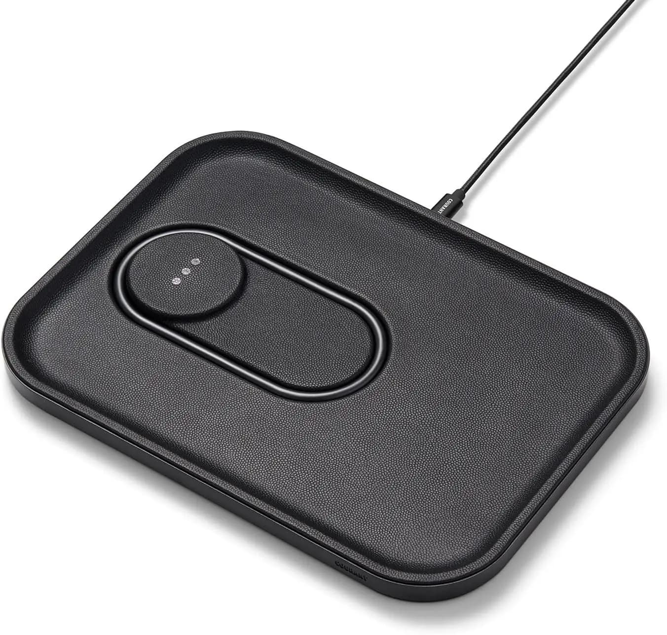 MAG:3 Classics Caricabatterie e vassoio: pelle italiana, compatibile con MagSafe per iPhone 16, 15, 14, 13, 12 e AirPods wireless (nero)