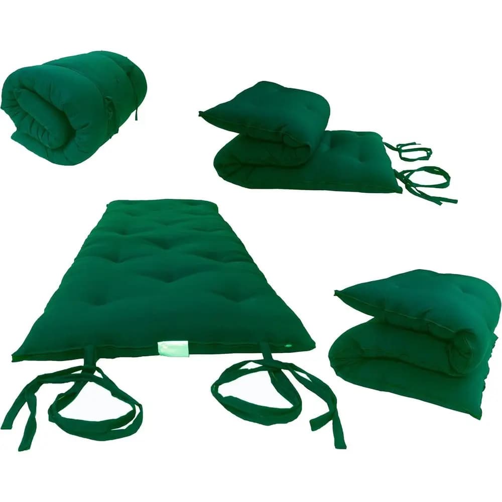 Hunter Green Queen Size Traditional Japanese loor Mattres, oldable Cushion Mats, Yoga, Meditation 80 x 60 x 3