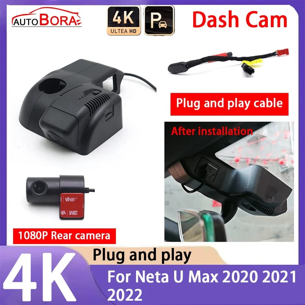 AutoBora 4K 2160P Car Camera Plug and Play UHD Dash Cam Night Vision for Neta U Max 2020 2021 2022