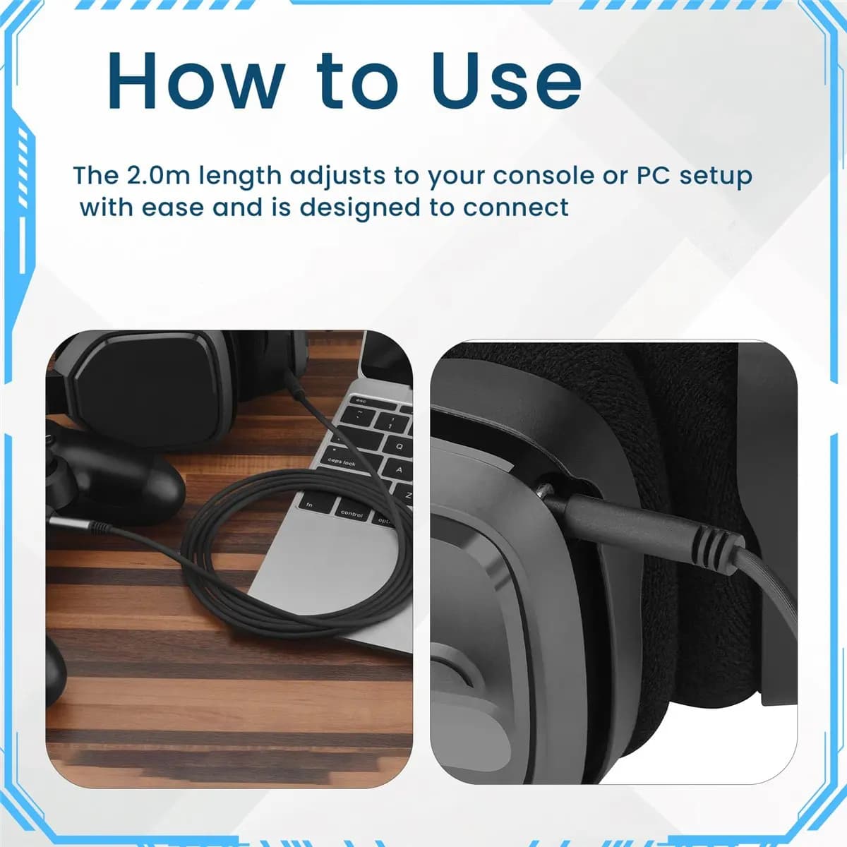 [A75T] Replacement cable for Astro A10 A40/A40TR headphones, game headphone cable with volume control function 2.0 M