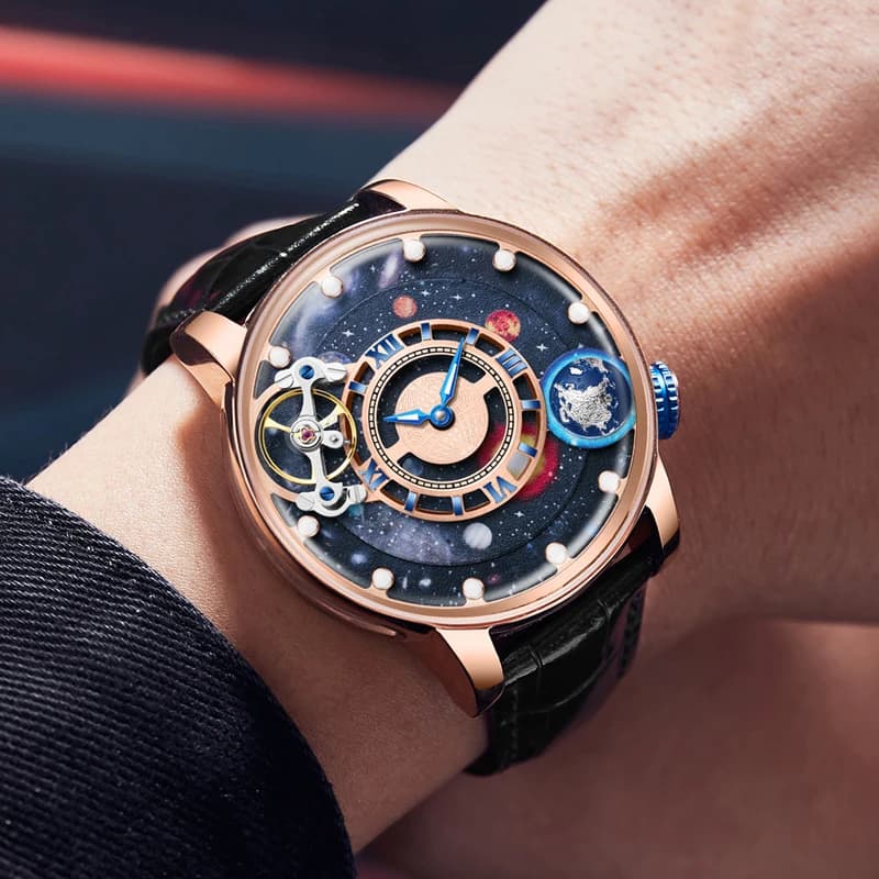 Reloj Hombre HANBORO Orologio meccanico da uomo Marchio di lusso Cielo stellato Orologio da polso automatico impermeabile da uomo Luminoso Montre Homme