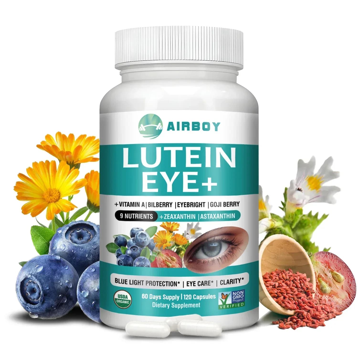 Lutein Eye Supplement: improves eye edema and improves sight health, relieves eye fatigue, astaxanthin, vitamin A, blueberry