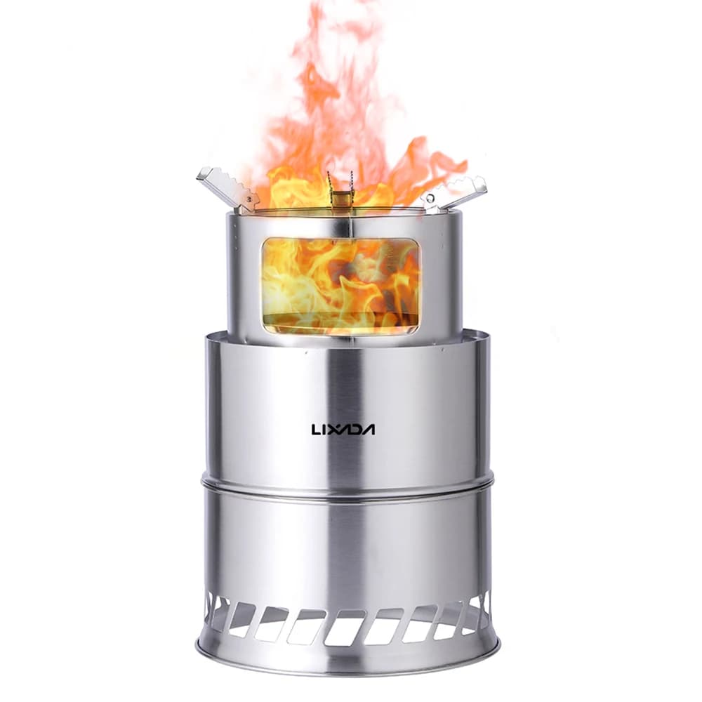 Outdoor Windproof Wood Stove Folding Stainless Steel Portable Folding Camping Cooking Equipment