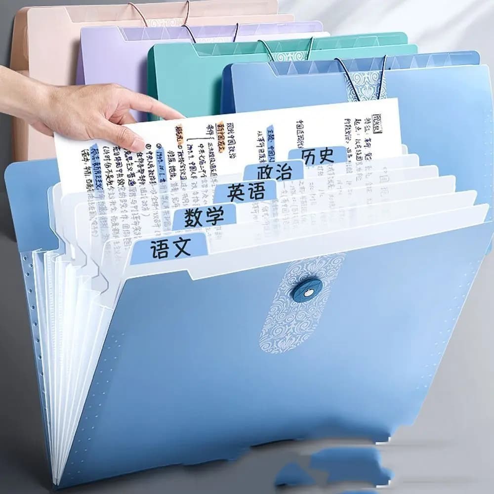 8 Grids Organ File Folder Document Organizer A4 Paper Documents Folder Large Capacity Office School Supplies Expanding File Bag