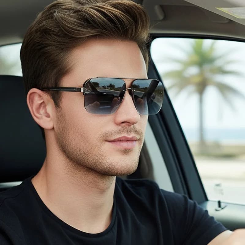 Nuovi Occhiali da Sole Sfumati con Montatura Semi-Rimless, Design di Lusso per Uomo e Donna, Protezione UV400