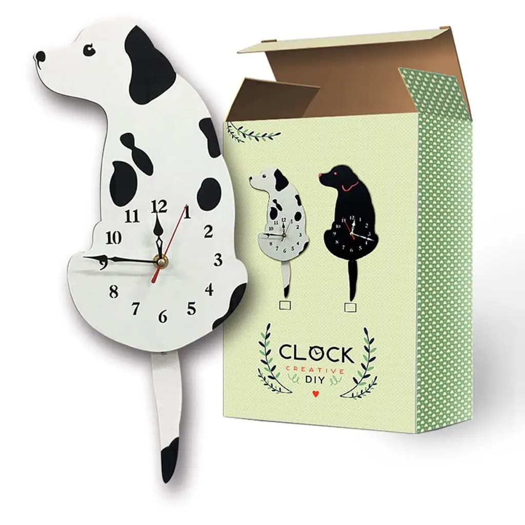 acrylic wall clock for dogs, oscillating tail, children's room furniture watch