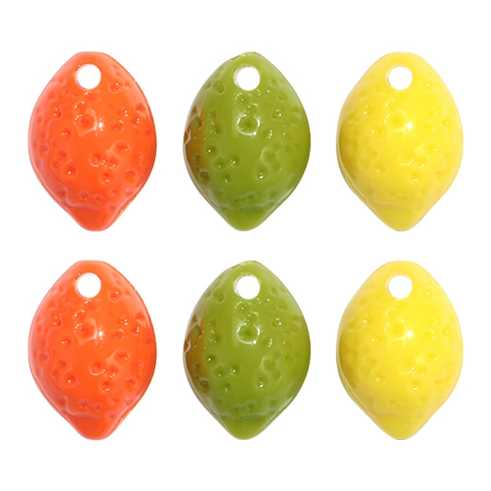 50pcs/lot Resin Colorful Lemon Shape Geometric Charm Beads for Necklace Bracelets Marking Diy Jewelry Accessory