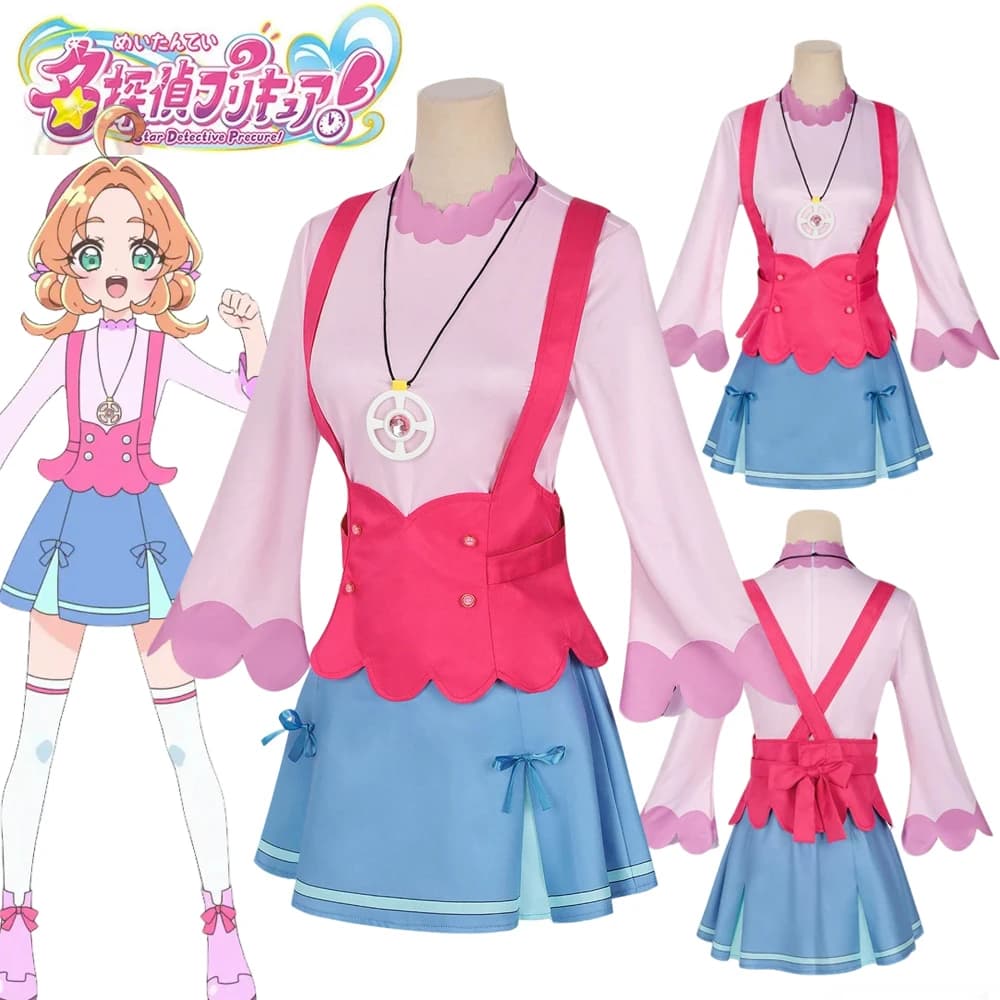 Costume Cosplay Anime Star Detective Precure Akechi Anna, Top and Gonna, Uniform JK, Party Clothing and Carnival