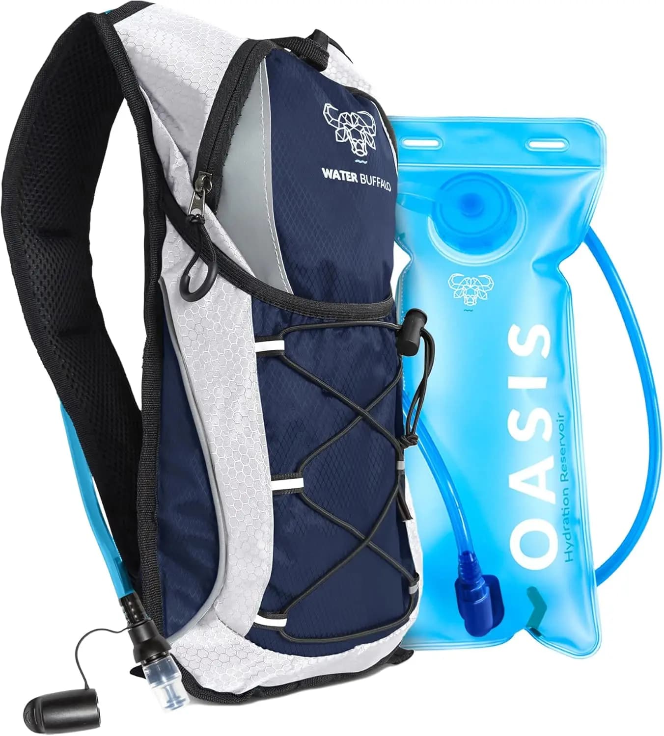 Zaino Idratazione Water Buffalo con Sacca d'Acqua da 2L, Leggero, per Escursionismo, Corsa, Ciclismo, Rave, Road Runner 12L