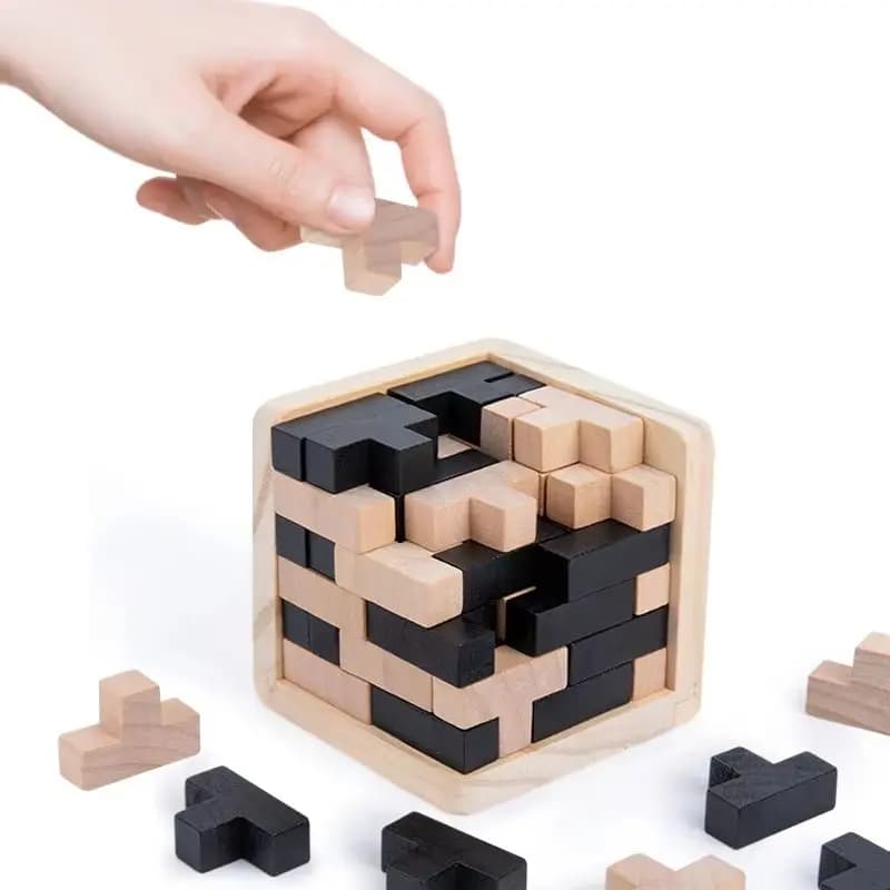Puzzle a blocchi 3D Educazione creativa Giocattoli in legno Puzzle cerebrale Gioco di illuminazione Set regalo per bambini di 54 pezzi